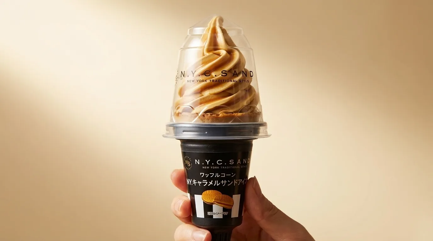 【セブン新作】N.Y.キャラメルサンドのワッフルコーンアイスを実食!343円の価値はある?味や特徴を正直レビュー