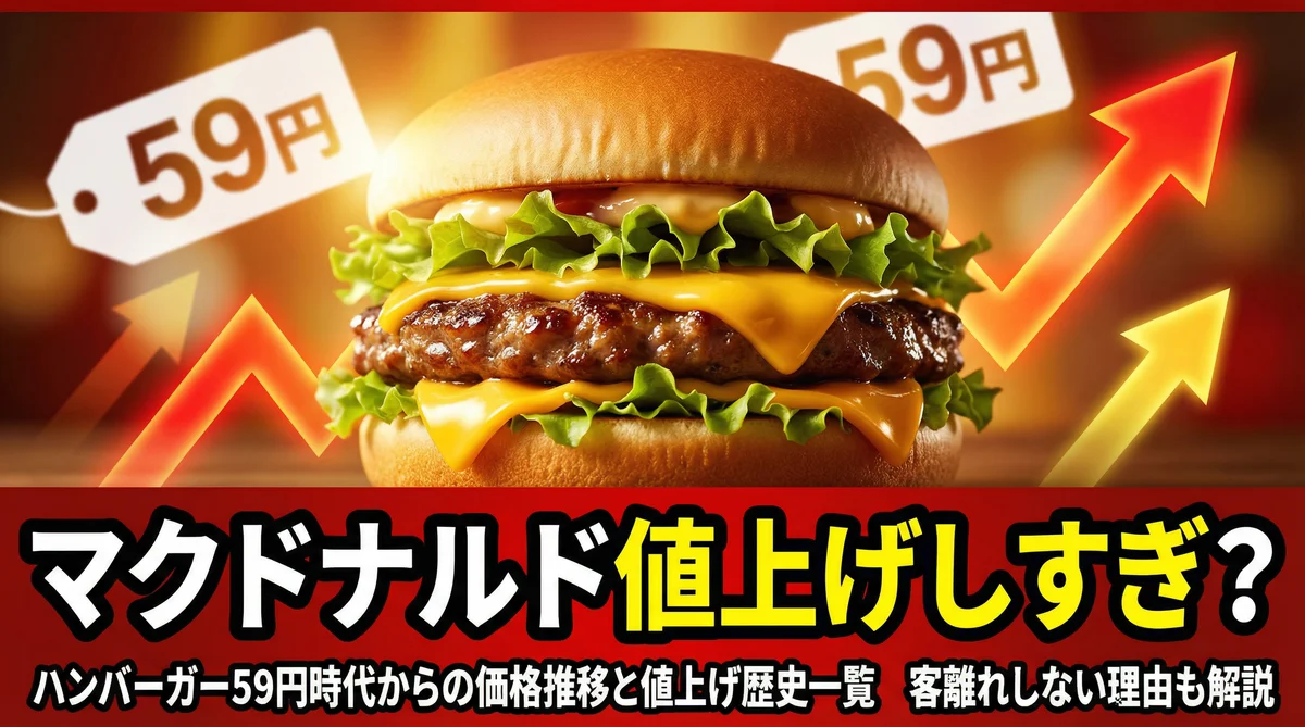 マクドナルド値上げしすぎ?ハンバーガー59円時代からの価格推移と値上げ歴史一覧 客離れしない理由も解説