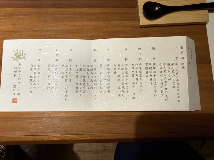 画像 お品書き全体