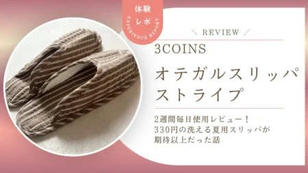 【スリコ新作】オテガルスリッパストライプを2週間毎日使用レビュー！330円の洗える夏用スリッパが期待以上だった話