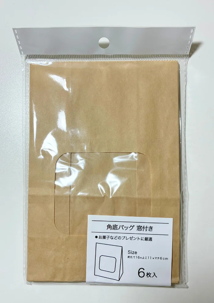 画像 セリア 角底バッグ 窓付き パッケージ表面