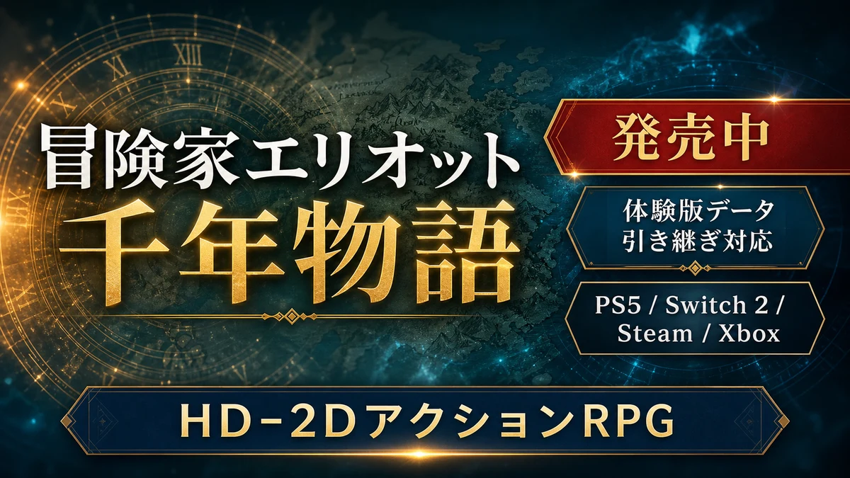『冒険家エリオットの千年物語』発売中。対応機種、体験版、価格を整理