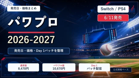 パワフルプロ野球2026-2027の発売日と価格、Day 1パッチを整理するアイキャッチ