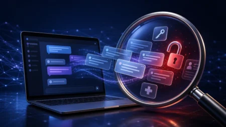 AIチャットの共有内容が検索で露出する情報漏えいリスクを表したイメージ