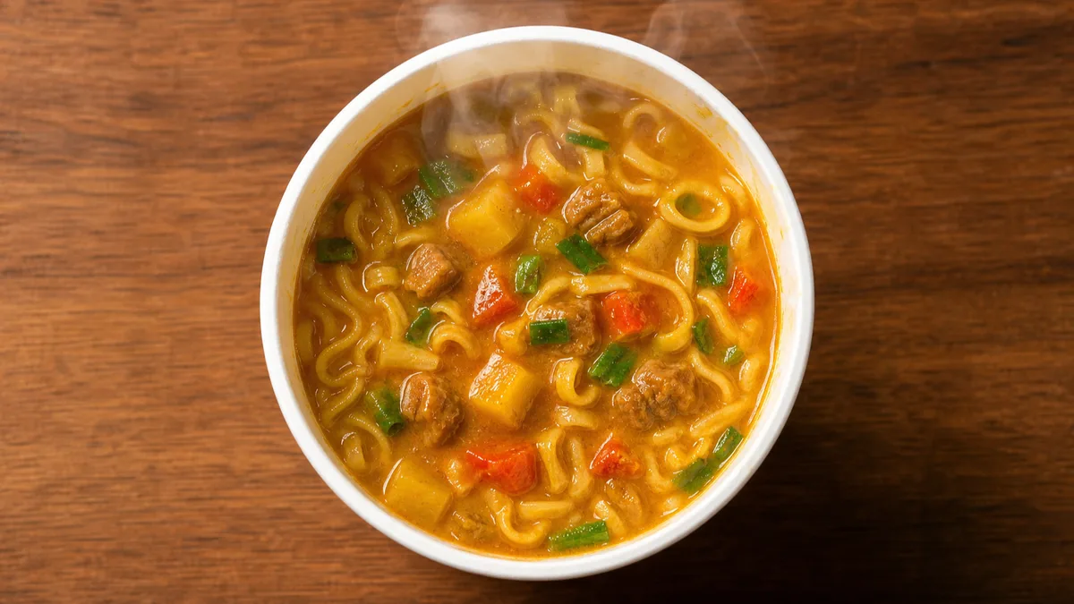 カレーみそきん、本日午前10時にセブン-イレブンで発売 カップ麺322円・カレーみそきんメシ354円