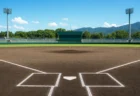 高校野球の球場のダイヤモンド、内野の土とホームベース