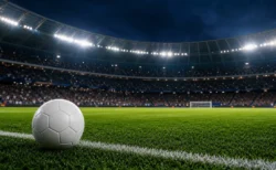 イングランド対フランスのW杯3位決定戦を伝えるサッカースタジアム