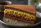 ピスタチオペーストとカダイフを使ったチョコレートスイーツのイメージ