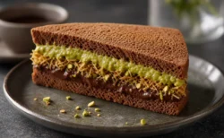 ピスタチオペーストとカダイフを使ったチョコレートスイーツのイメージ
