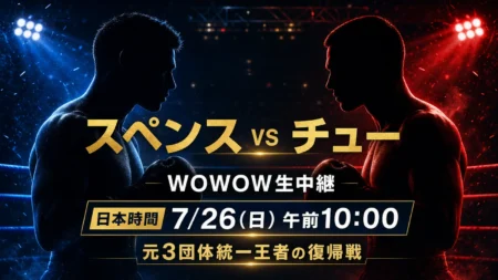 スペンスvsチューのWOWOW生中継と日本時間を案内するアイキャッチ