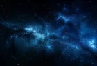 夜空とフォースの光を思わせる幻想的な宇宙のイメージ