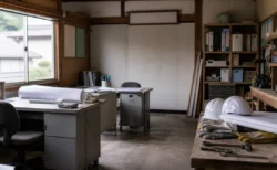 使われていない中小企業の事務所と工具のイメージ