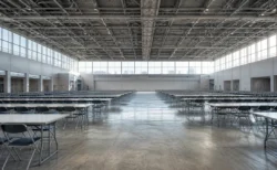 大規模な展示会場・コンベンションホールを思わせるイメージ