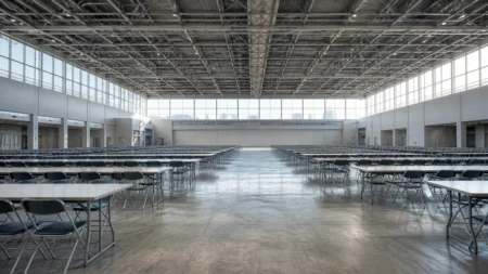 大規模な展示会場・コンベンションホールを思わせるイメージ