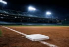 夜のメジャーリーグ球場、三塁ベース付近のイメージ