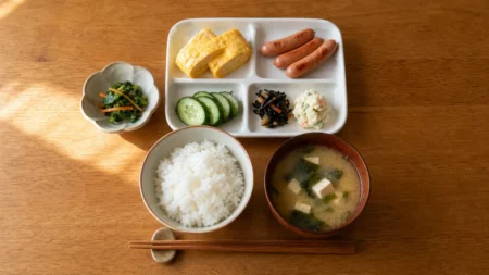 白米と味噌汁を中心とした和朝食のイメージ