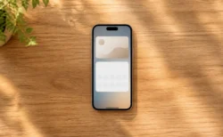 スマートフォンにデジタル会員証カードが表示された机上の写真