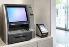 明るく現代的なコンビニ店内のATM・キャッシュレス決済コーナー
