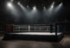 スポットライトに照らされたボクシングリング