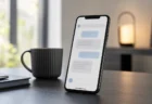 スマートフォンでチャット型AIアプリを操作するイメージの写実的な情景