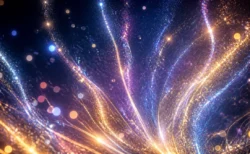 星とリボンをイメージした煌びやかな光の抽象イメージ
