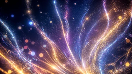 星とリボンをイメージした煌びやかな光の抽象イメージ