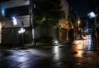 夜の街角のロケ撮影をイメージした背景画像