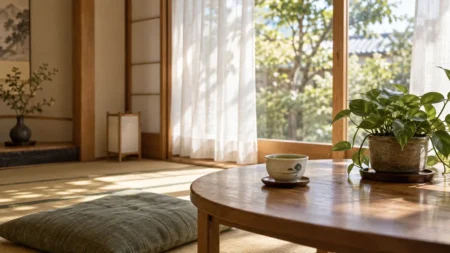 柔らかな光が差し込む静かな部屋の窓辺