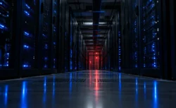 サーバーラックが並ぶデータセンターの通路
