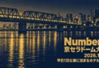 Number_i 京セラドーム大阪 2026.12.2 平日1日公演に泊まるホテル5選の文字と、夜の川にかかる鉄橋を明かりのついた電車が渡る街の風景を、紺と金の2色で表したデュオトーン写真風の画像