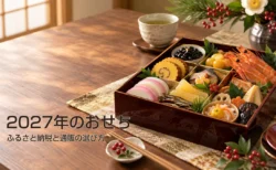 2027年のおせち、ふるさと納税と通販の選び方。おせちのイメージ画像。
