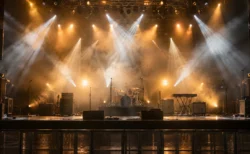 スポットライトが差し込む無人のライブステージ